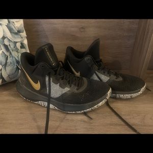 Nike Air Precision II black and gold basketball shoes